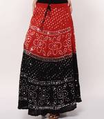 Stunning Red Black Bandhej Skirt