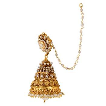 Designer Ethnic Bollywood Big Pearl Kundan Jhumka Indian ADIVA Earrings 2