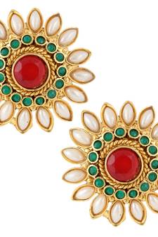 Beautiful flower pearl stud, pearls India vintage ADIVA copper earring