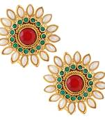 Beautiful flower pearl stud, pearls India vintage ADIVA copper earring