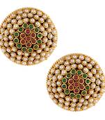 Maroon green flower with a body of pearls copper adiva stud AB80MG ABEA0344MG