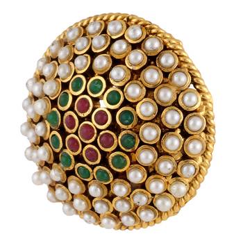 Maroon green flower with a body of pearls copper adiva stud AB80MG ABEA0344MG 2