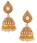 Adiva indian vintage jewelry - elegant outstanding jhumka in pearl & stones