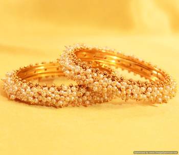 Elegant Pearl Gold Look Bangles 1