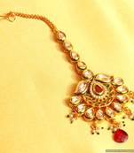 Kundan Meenakari Ruby Emerald Maang Tikka