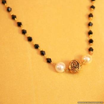 Antique Carved Bead Pearl Mangalsutra 2