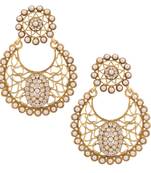 Pearl flower cut leaf work pearl polki dangler earrings India jewellery