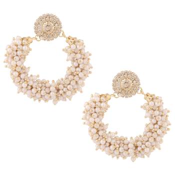 Chandni pearls hoop bali type circle stones stud India earring 1