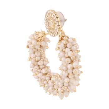 Chandni pearls hoop bali type circle stones stud India earring 2