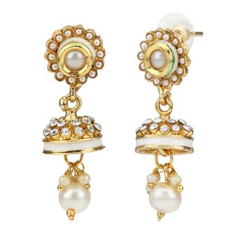 Ethnic Indian Bollywood Fashion Jewelry Set Golden Necklace SetPRNE0021WH 3