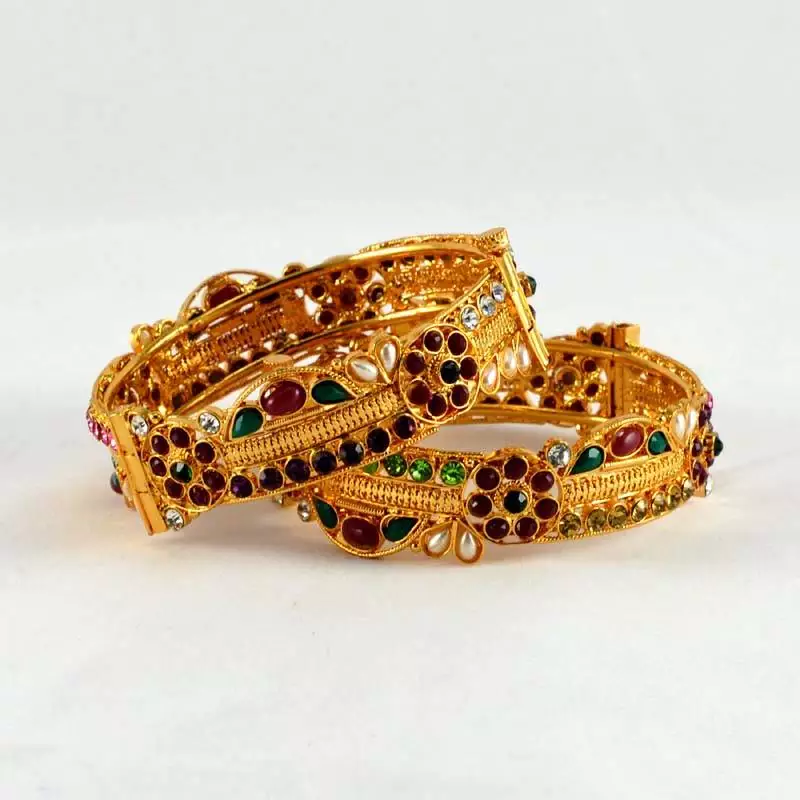 Micro Gold Platted Skrew System Polky Stone Bangles