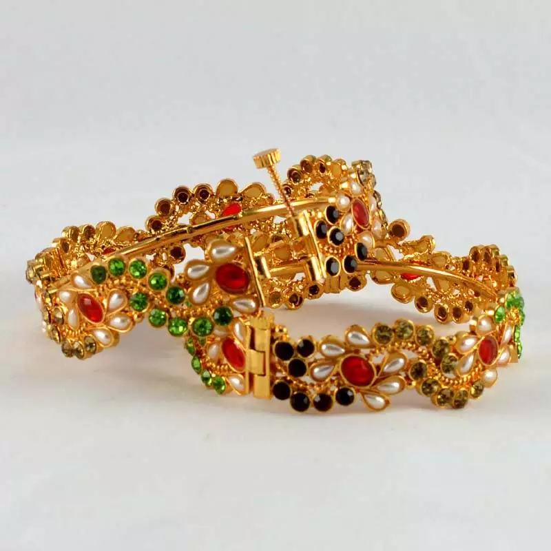 Micro Gold Platted Skrew System Polky Stone Bangles