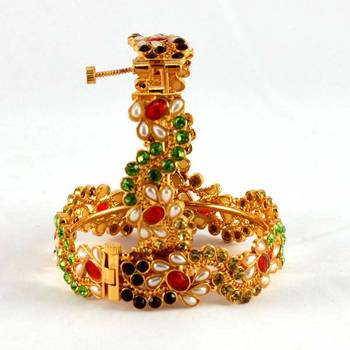 Micro Gold Platted Skrew System Polky Stone Bangles 2