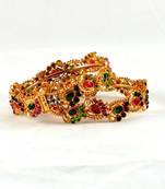 4.2Micro Gold Platted Skrew System Polky Stone Bangles