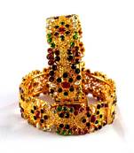 Micro Gold Platted Skrew System Polky Stone Bangles