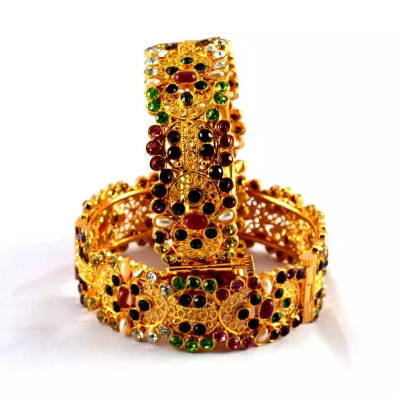 Micro Gold Platted Skrew System Polky Stone Bangles