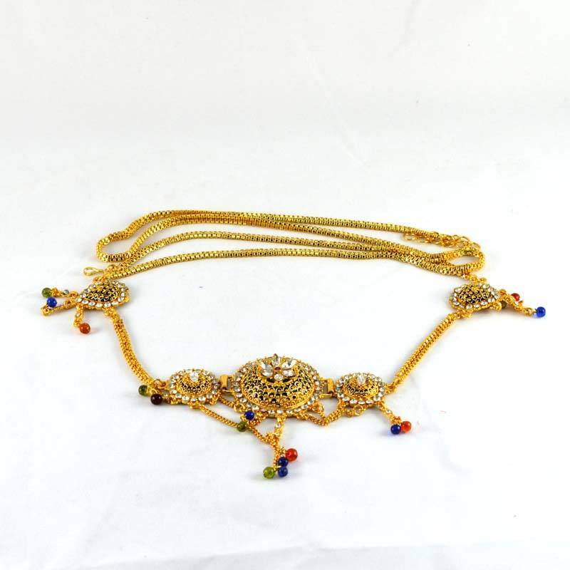 gold plated stone kandora kankti waist belt - vidhya_kangan - 100802