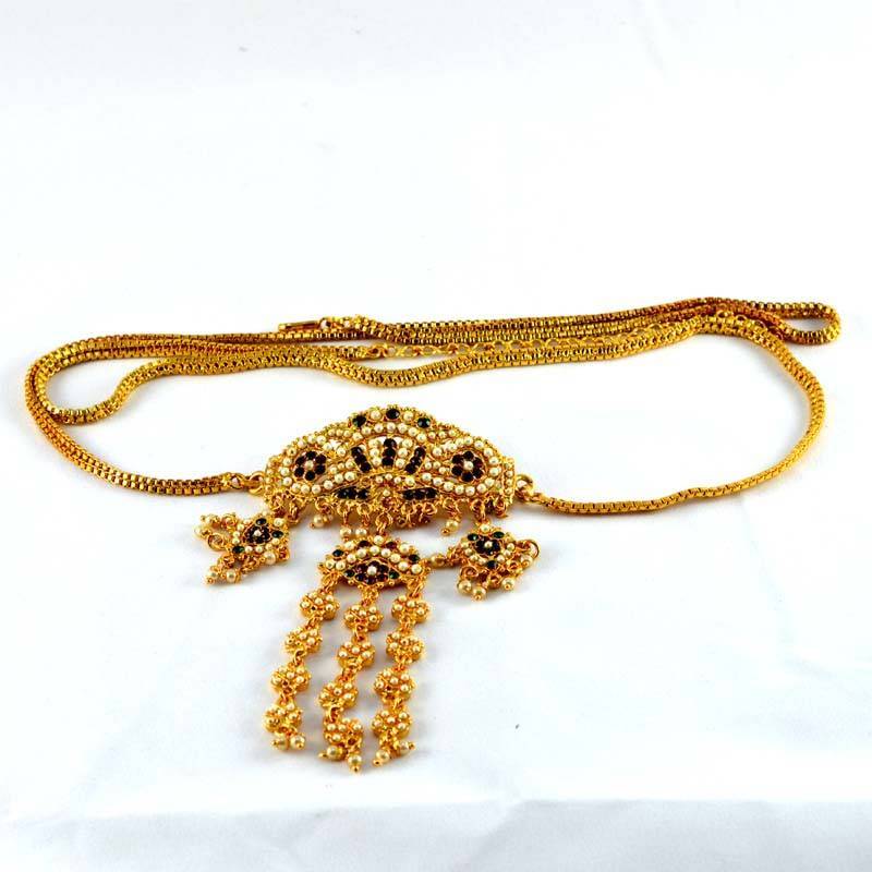 gold plated stone kandora kankti waist belt - vidhya_kangan - 100807