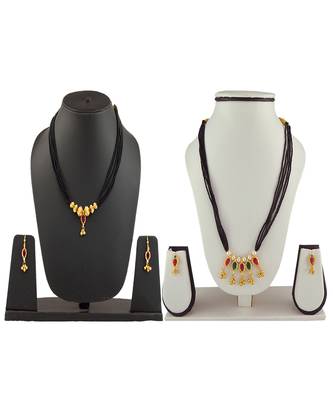 Womens Trends Combo Pack Of Two Traditional, Ethnic And Antique Gold Plated Mangalsutra And Earrings Set 1