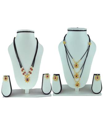 Womens Trends Combo Pack Of Two Traditional, Ethnic And Antique Gold Plated Mangalsutra And Earrings Set 1