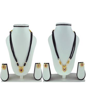 Womens Trends Combo Pack Of Two Traditional, Ethnic And Antique Gold Plated Mangalsutra And Earrings Set 1
