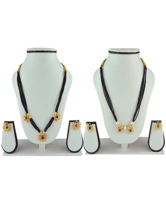 Womens Trends Combo Pack Of Two Traditional, Ethnic And Antique Gold Plated Mangalsutra And Earrings Set 1