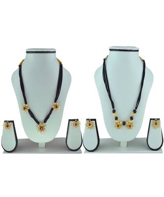 Womens Trends Combo Pack Of Two Traditional, Ethnic And Antique Gold Plated Mangalsutra And Earrings Set 1