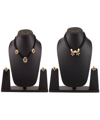 Womens Trends Combo Pack Of Two Traditional, Ethnic And Antique Gold Plated Mangalsutra And Earrings Set 1