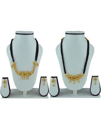Womens Trends Combo Pack Of Two Traditional, Ethnic And Antique Gold Plated Mangalsutra And Earrings Set 1