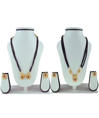 Womens Trends Combo Pack Of Two Traditional, Ethnic And Antique Gold Plated Mangalsutra And Earrings Set 1