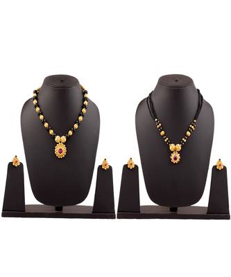 Womens Trends Combo Pack Of Two Traditional, Ethnic And Antique Gold Plated Necklace & Mangalsutra And Earrings Set 1