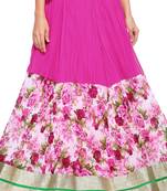 Pink Georgette Crush Skirt with Lace Border