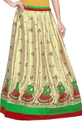 Golden Satin Block Print Skirt 1