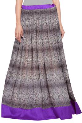 Multi Colour Georgette Digital Print Skirt with Violet Border 1