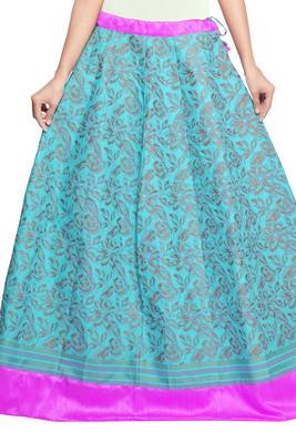 Blue Cotton Block Print Skirt 1