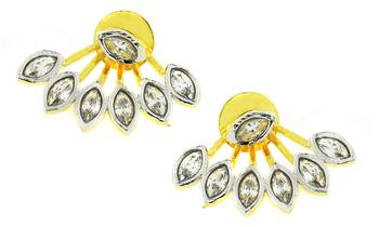 Flower Pearl American Diamond CZ  Gold Plated Ear Cuff Pair Earring for Women 1