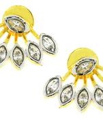 Flower Pearl American Diamond CZ  Gold Plated Ear Cuff Pair Earring for Women