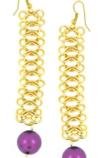 Italian Gold Plated Purple Dangling Earring for Women