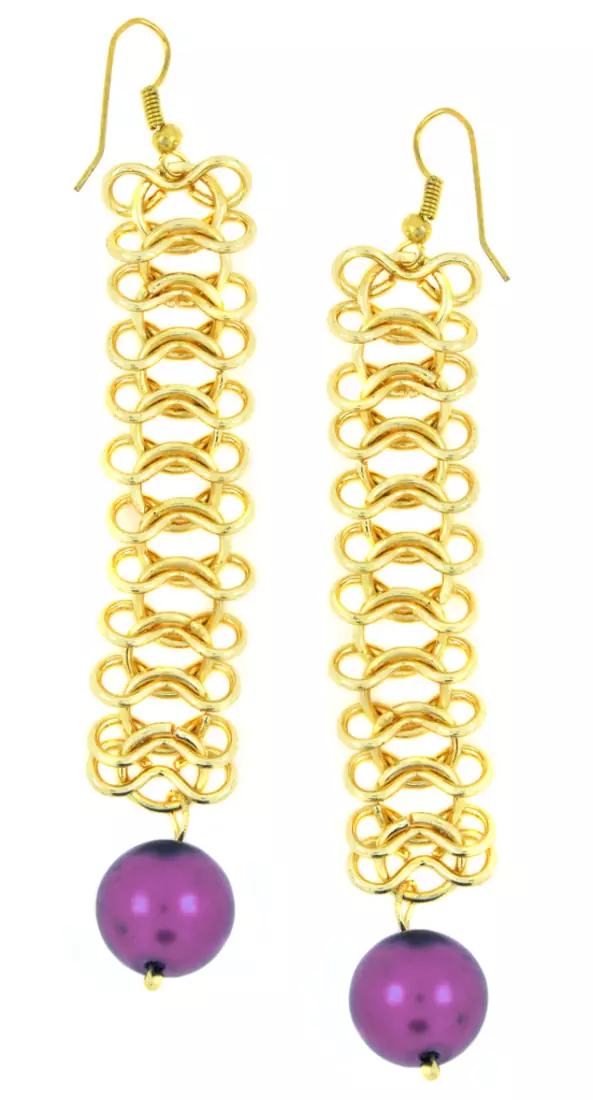 Italian Gold Plated Purple Dangling Earring for Women