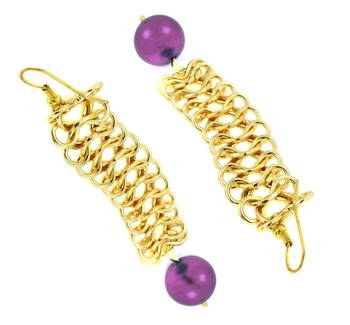 Italian Gold Plated Purple Dangling Earring for Women 3