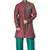 Red  Indo Western Kurta Set With Velvet Colllar And Full Panel Patti And Buttons