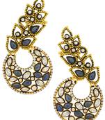 Designer Flower Kundan Sapphire Blue Gold Plated Chaand Bali Ear Cuff Earring for Women