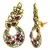 Designer Flower Kundan Red Green Gold Plated Chaand Bali Ear Cuff Earring for Women