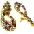 Designer Flower Kundan Red Green Gold Plated Chaand Bali Ear Cuff Earring for Women