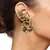 Designer Flower Kundan Red Green Gold Plated Chaand Bali Ear Cuff Earring for Women