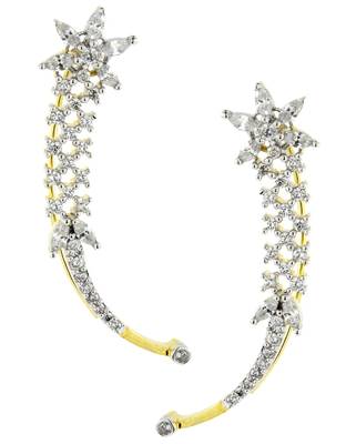 Marquise Flower American Diamond CZ Gold Rhodium Plated Ear Cuff Pair Earring for Women 1