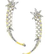 Marquise Flower American Diamond CZ Gold Rhodium Plated Ear Cuff Pair Earring for Women