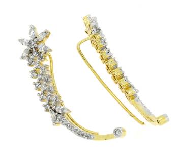 Marquise Flower American Diamond CZ Gold Rhodium Plated Ear Cuff Pair Earring for Women 3