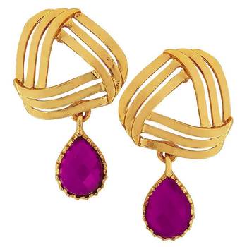 Filigree Flower Gold Plated American Diamond CZ Purple Dangling Earring for Women 1