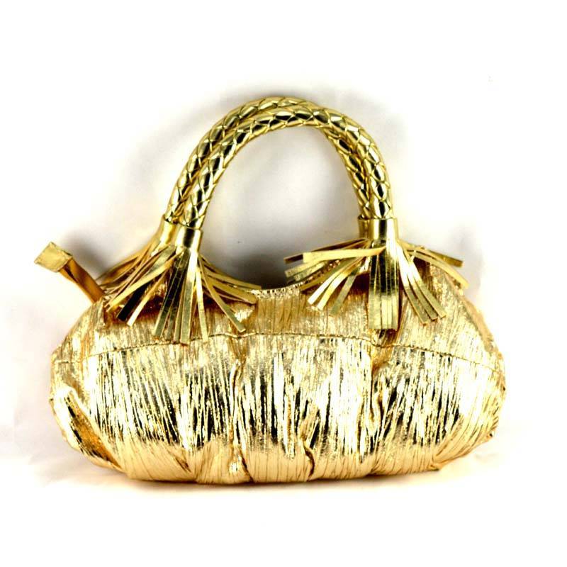 fancy hand bag golden color 